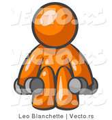 Vector of Orange Guy Lifting Dumbbells While Strength Training by Leo Blanchette