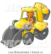 Vector of Orange Guy Operating a Yellow Backhoe Machine at a Construction Site by Leo Blanchette