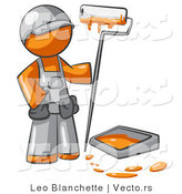 Vector of Orange Guy Painter with a Paint Pan and Roller by Leo Blanchette