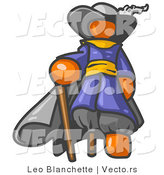 Vector of Orange Guy Pirate with a Cane and a Peg Leg by Leo Blanchette