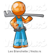 Vector of Orange Guy Plumber with a Tool by Leo Blanchette