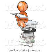 Vector of Orange Guy Reading on a Stack of Books by Leo Blanchette