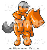 Vector of Orange Guy Riding a Race Horse in a Derby by Leo Blanchette