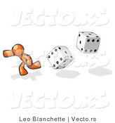 Vector of Orange Guy Running from Dice by Leo Blanchette