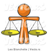 Vector of Orange Guy Scales of Justice with Two Gold Scales by Leo Blanchette