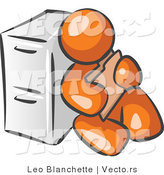 Vector of Orange Guy Sitting by a Filing Cabinet and Holding a Folder by Leo Blanchette