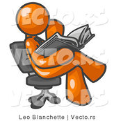 Vector of Orange Guy Sitting Cross Legged in a Chair and Reading a Book by Leo Blanchette