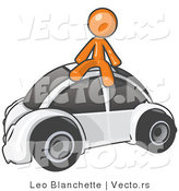 Vector of Orange Guy Sitting on Top of a Slug Bug by Leo Blanchette
