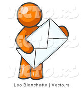 Vector of Orange Guy Standing and Holding a Large Envelope, Symbolizing Communications and Email by Leo Blanchette