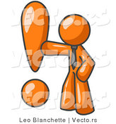 Vector of Orange Guy Standing by a Large Exclamation Point by Leo Blanchette