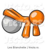 Vector of Orange Guy Strength Training His Arms and Legs While Using a Yoga Exercise Ball by Leo Blanchette