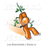 Vector of Orange Guy Swinging on a Vine like Tarzan by Leo Blanchette
