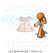 Vector of Orange Guy Talking on a Cell Phone, a Communications Tower in the Background by Leo Blanchette