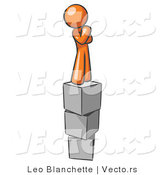 Vector of Orange Guy Thinking and Standing on Blocks by Leo Blanchette