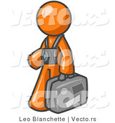 Vector of Orange Guy Tourist Carrying His Suitcase with Camera by Leo Blanchette