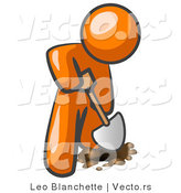 Vector of Orange Guy Using a Shovel to Dig a Hole for a Plant in a Garden by Leo Blanchette