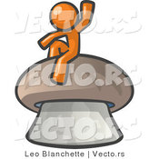 Vector of Orange Guy Waving and Sitting on a Mushroom by Leo Blanchette