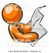 Vector of Orange Guy Wearing a Tie Reading Newspaper by Leo Blanchette