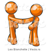 Vector of Orange Guy Wearing a Tie, Shaking Hands with Another upon Agreement of a Business Deal by Leo Blanchette