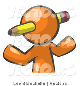 Vector of Orange Guy with a Pencil Through His Head by Leo Blanchette