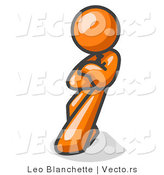 Vector of Orange Guy with an Attitude, His Arms Crossed, Leaning Against a Wall by Leo Blanchette