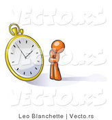 Vector of Orange Guy Worried and Watching a Clock by Leo Blanchette