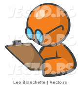 Vector of Orange Guy Writing Notes on a Clipboard by Leo Blanchette