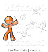Vector of Orange Guy Writing Tribal Designs on a Wall by Leo Blanchette