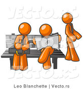Vector of Orange Guys at a Bench at a Bus Stop by Leo Blanchette