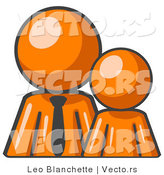 Vector of Orange Kid Standing Beside Orange Business Guy by Leo Blanchette