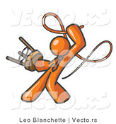 Vector of Orange Tamer Guy Holding a Stool and Cracking a Whip, on a White Background by Leo Blanchette
