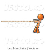Vector of Orange Woman Tugging on a Rope by Leo Blanchette