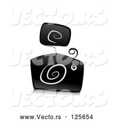 Vector of Ornate Black and White Camera Design with Swirls by BNP Design Studio