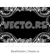 Vector of Ornate Border Featuring White Leafy Vines Around Black Copyspace by BestVector