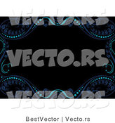 Vector of Ornate Border of Blue Leafy Vines Around Black Copyspace by BestVector