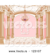 Vector of Ornate Pink and Gold Palace Interior with a Chandelier by Pushkin