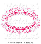 Vector of Ornate Pink Oval Floral Frame with Blank Copyspace by Cherie Reve