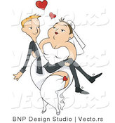 Vector of Overweight Bride Carrying Skinny Groom by BNP Design Studio