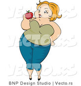 Vector of Overweight Girl Eating an Apple by BNP Design Studio