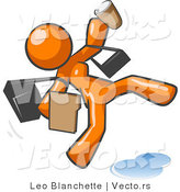 Vector of Overwhelmed Orange Lady Falling on a Puddle of Water by Leo Blanchette