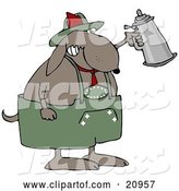 Vector of Partying Dog Drinking a Beer from a Setin at Oktoberfest by Djart