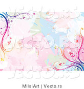 Vector of Pastel Watercolors with Rainbow Vines Background Design by MilsiArt
