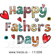 Vector of Patterned Sketched Happy Fathers Day Text with Hearts and Spirals by Prawny