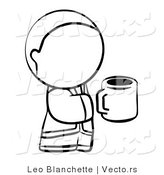 Vector of Person Holding a Cup of Coffee - Coloring Page Outlined Art by Leo Blanchette