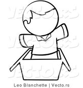 Vector of Person Jumping out of a Box - Coloring Page Outlined Art by Leo Blanchette