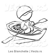 Vector of Person Rowing a Chinese Boat - Coloring Page Outlined Art by Leo Blanchette