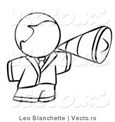 Vector of Person Using a Megaphone - Coloring Page Outlined Art by Leo Blanchette