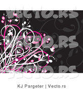 Vector of Pink and Black Floral Vines Background by KJ Pargeter