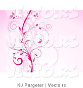 Vector of Pink and White Leafy Vines - Digital Background Border Design by KJ Pargeter