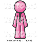 Vector of Pink Businessman Wearing a Tie, Standing with His Arms at His Side by Leo Blanchette